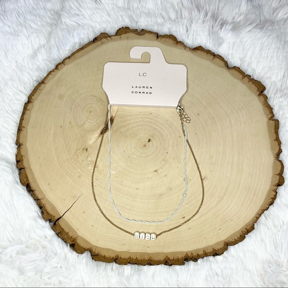 LC Lauren Conrad Jewelry - NWT LC LAUREN CONRAD WISH GOLD AND WHITE 18 INCHES DOUBLE LAYED NECKLACE